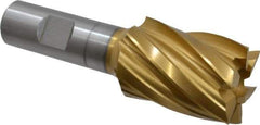 Hertel - 1-1/4", 1-3/4" LOC, 3/4" Shank Diam, 4" OAL, 6 Flute, High Speed Steel Square End Mill - Single End, TiN Finish, Spiral Flute, 30° Helix, Right Hand Cut, Right Hand Flute - USA Tool & Supply