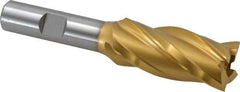 Hertel - 13/16", 1-3/4" LOC, 1/2" Shank Diam, 3-3/4" OAL, 4 Flute, High Speed Steel Square End Mill - Single End, TiN Finish, Spiral Flute, 30° Helix, Right Hand Cut, Right Hand Flute - USA Tool & Supply
