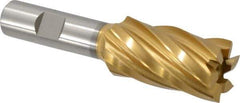 Hertel - 1", 1-7/8" LOC, 5/8" Shank Diam, 4" OAL, 6 Flute, High Speed Steel Square End Mill - Single End, TiN Finish, Spiral Flute, 30° Helix, Right Hand Cut, Right Hand Flute - USA Tool & Supply