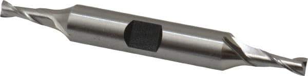 Hertel - 11/64", 7/16" LOC, 3/8" Shank Diam, 3-1/8" OAL, 2 Flute, Cobalt Square End Mill - Double End, Uncoated, Spiral Flute, 30° Helix, Centercutting, Right Hand Cut, Right Hand Flute - USA Tool & Supply