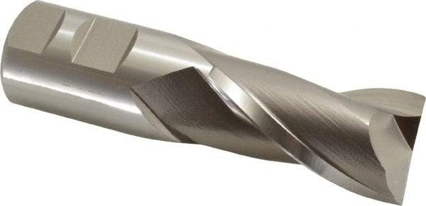 Hertel - 1-1/4", 2-1/4" LOC, 1-1/4" Shank Diam, 4-3/4" OAL, 2 Flute, Cobalt Square End Mill - Single End, Uncoated, Spiral Flute, 30° Helix, Centercutting, Right Hand Cut, Right Hand Flute - USA Tool & Supply