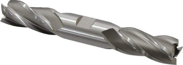 Hertel - 7/8", 1-7/8" LOC, 7/8" Shank Diam, 6-1/8" OAL, 4 Flute, Cobalt Square End Mill - Double End, Uncoated, Spiral Flute, 30° Helix, Right Hand Cut, Right Hand Flute - USA Tool & Supply