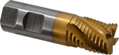 Hertel - 1" Diam, Coarse Pitch, 1" LOC, 5 Flute Cobalt Roughing Square End Mill - TiN Finish, 3-1/2" OAL, 1" Shank Diam, Single End, Centercutting, 30° Helix - USA Tool & Supply
