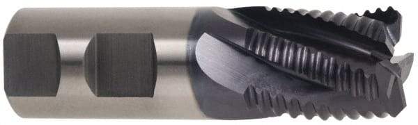 Hertel - 1-1/4" Diam, Coarse Pitch, 2" LOC, 6 Flute Cobalt Roughing Square End Mill - TiAlN Finish, 4-1/2" OAL, 1-1/4" Shank Diam, Single End, 30° Helix - USA Tool & Supply
