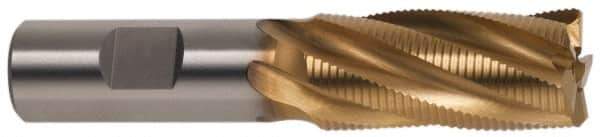 Hertel - 7/8" Diam, Fine Pitch, 1-7/8" LOC, 5 Flute Cobalt Roughing Square End Mill - TiN Finish, 4-1/8" OAL, 3/4" Shank Diam, Single End, 30° Helix - USA Tool & Supply