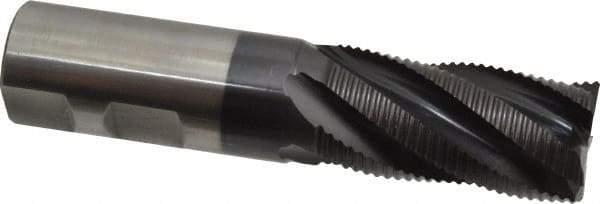 Hertel - 1" Diam, Fine Pitch, 2" LOC, 5 Flute Cobalt Roughing Square End Mill - TiAlN Finish, 4-1/2" OAL, 1" Shank Diam, Single End, Centercutting, 30° Helix - USA Tool & Supply