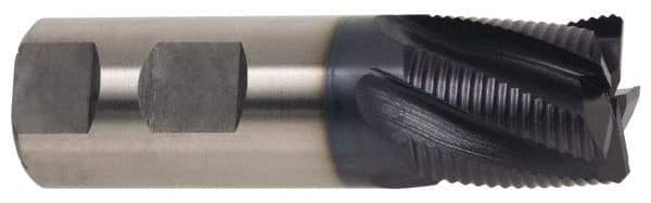 Hertel - 1" Diam, Fine Pitch, 1" LOC, 5 Flute Cobalt Roughing Square End Mill - TiAlN Finish, 3-1/2" OAL, 1" Shank Diam, Single End, Centercutting, 30° Helix - USA Tool & Supply