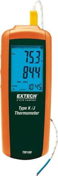 Extech - -328 to 2,501°F Digital Thermometer - LCD Display, K, J Thermocouple Sensor, 9V Battery Power - USA Tool & Supply