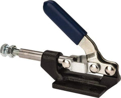 Gibraltar - 600 Lb Load Capacity, Flanged Base, Carbon Steel, Standard Straight Line Action Clamp - 0.22" Mounting Hole Diam, 0.43" Plunger Diam, Straight Handle - USA Tool & Supply