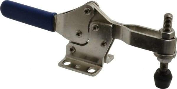 Gibraltar - 600 Lb Holding Capacity, Horizontal Handle, Manual Hold Down Toggle Clamp - 56° Handle Movement, 91° Bar Opening, U-Bar, Flanged Base, Electro-Plated Zinc, Stainless Steel - USA Tool & Supply