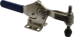 Gibraltar - 600 Lb Holding Capacity, Horizontal Handle, Manual Hold Down Toggle Clamp - 56° Handle Movement, 91° Bar Opening, U-Bar, Flanged Base, Electro-Plated Zinc, Stainless Steel - USA Tool & Supply