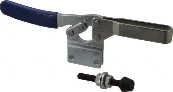Gibraltar - 750 Lb Holding Capacity, Horizontal Handle, Manual Hold Down Toggle Clamp - 70° Handle Movement, 92° Bar Opening, U-Bar, Straight Base, Electro-Plated Zinc, Carbon Steel - USA Tool & Supply