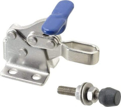 Gibraltar - 350 Lb Holding Capacity, Horizontal Handle, Manual Hold Down Toggle Clamp - 173° Handle Movement, 92° Bar Opening, U-Bar, Flanged Base, Electro-Plated Zinc, Stainless Steel - USA Tool & Supply