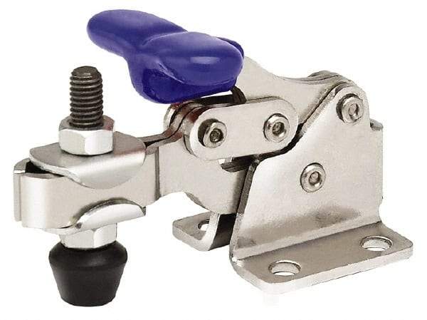 Gibraltar - 750 Lb Holding Capacity, Horizontal Handle, Manual Hold Down Toggle Clamp - 168° Handle Movement, 90° Bar Opening, U-Bar, Flanged Base, Electro-Plated Zinc, Stainless Steel - USA Tool & Supply