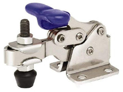 Gibraltar - 750 Lb Holding Capacity, Horizontal Handle, Manual Hold Down Toggle Clamp - 168° Handle Movement, 90° Bar Opening, U-Bar, Flanged Base, Electro-Plated Zinc, Stainless Steel - USA Tool & Supply