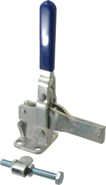 Gibraltar - 1,400 Lb Holding Capacity, Vertical Handle, Manual Hold Down Toggle Clamp - 66° Handle Movement, 78° Bar Opening, Solid Bar, Flanged Base, Electro-Plated Zinc, Carbon Steel - USA Tool & Supply