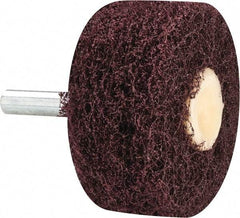 Merit Abrasives - 2" Diam, Medium Mounted Scrubber Buffing Wheel - 3 Ply, Medium Grade, 1/4" Shank Diam, 12,000 RPM - USA Tool & Supply