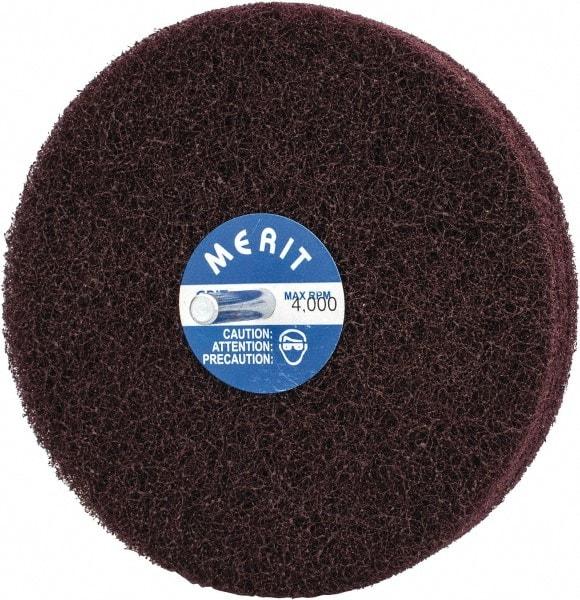 Merit Abrasives - 5" Diam, Medium Mounted Scrubber Buffing Wheel - 3 Ply, Medium Grade, 1/4" Shank Diam, 4,000 RPM - USA Tool & Supply