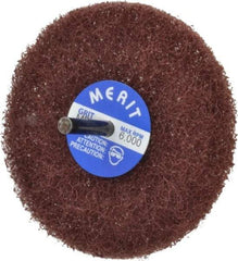 Merit Abrasives - 4" Diam, Medium Mounted Scrubber Buffing Wheel - 1 Ply, Medium Grade, 1/4" Shank Diam, 6,000 RPM - USA Tool & Supply