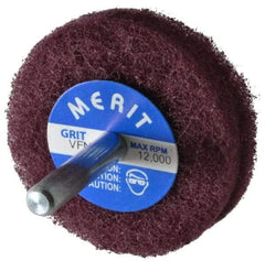 Merit Abrasives - 2" Diam, Medium Mounted Scrubber Buffing Wheel - 2 Ply, Very Fine Grade, 1/4" Shank Diam, 12,000 RPM - USA Tool & Supply