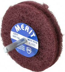 Merit Abrasives - 3" Diam, Medium Mounted Scrubber Buffing Wheel - 2 Ply, Very Fine Grade, 1/4" Shank Diam, 8,000 RPM - USA Tool & Supply