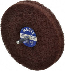 Merit Abrasives - 5" Diam, Medium Mounted Scrubber Buffing Wheel - 2 Ply, Very Fine Grade, 1/4" Shank Diam, 4,000 RPM - USA Tool & Supply