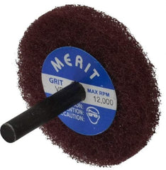 Merit Abrasives - 2" Diam, Medium Mounted Scrubber Buffing Wheel - 1 Ply, Very Fine Grade, 1/4" Shank Diam, 12,000 RPM - USA Tool & Supply