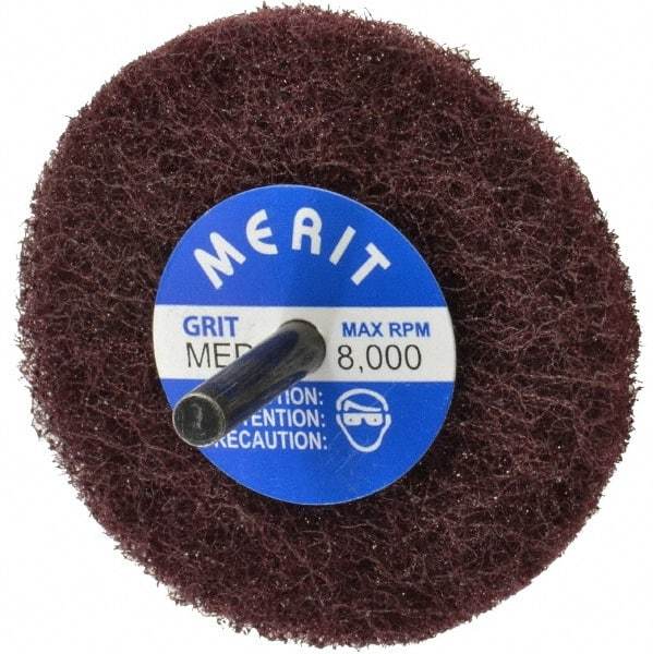 Merit Abrasives - 3" Diam, Medium Mounted Scrubber Buffing Wheel - 1 Ply, Medium Grade, 1/4" Shank Diam, 8,000 RPM - USA Tool & Supply