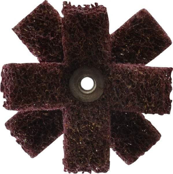 Merit Abrasives - 3" Diam Medium Density Cross Buff - 2 Plys, 1/4-20 Thread, Medium Grade, 8,000 Max RPM - USA Tool & Supply