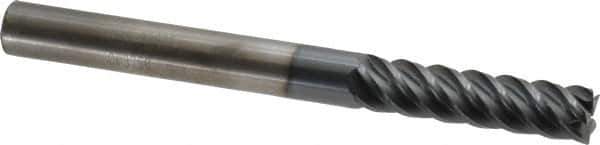 SGS - 3/8", 5 Flute, Single End, Solid Carbide, 0.015" Corner Radius End Mill - 4" OAL, 45° Helix, Right Hand Flute, 1-1/2" LOC, Right Hand Cut - USA Tool & Supply