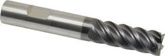 SGS - 3/8", 5 Flute, Single End, Solid Carbide, 0.015" Corner Radius End Mill - 2-1/2" OAL, 45° Helix, Right Hand Flute, 1" LOC, Right Hand Cut - USA Tool & Supply