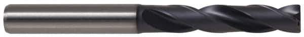 Kennametal - 0.7283" 180° Spiral Flute Solid Carbide Screw Machine Drill Bit - TiAlN Finish, Right Hand Cut, 3-1/8" Flute Length, 5-1/8" OAL, Flat-Bottom Point, Straight Shank, Through Coolant - USA Tool & Supply