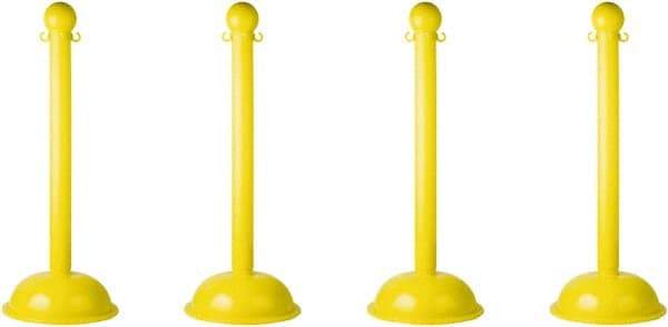 PRO-SAFE - 41" High, 3" Pole Diam, Warning Post - 16" Base Diam, Yellow Plastic Post - USA Tool & Supply