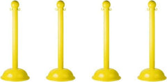 PRO-SAFE - 41" High, 3" Pole Diam, Warning Post - 16" Base Diam, Yellow Plastic Post - USA Tool & Supply