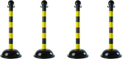 PRO-SAFE - 41" High, 2" Pole Diam, Warning Post - 16" Base Diam, Black & Yellow Plastic Post - USA Tool & Supply