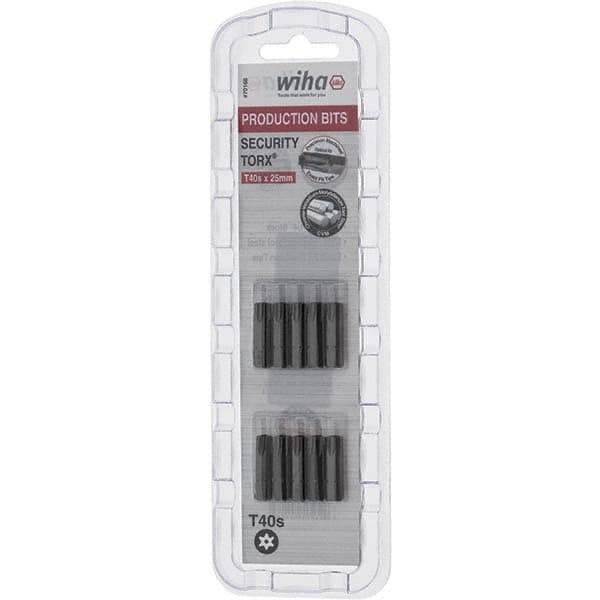 Wiha - 1/4" Drive T40 Tamperproof Torx Screwdriver Bit - 1" OAL, Tamper Resistant Bit - USA Tool & Supply