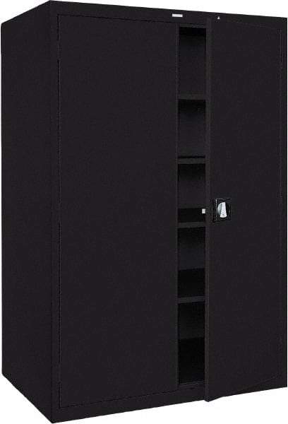 Sandusky Lee - 5 Shelf Locking Storage Cabinet - Steel, 46" Wide x 24" Deep x 72" High, Black - USA Tool & Supply