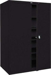 Sandusky Lee - 5 Shelf Locking Storage Cabinet - Steel, 46" Wide x 24" Deep x 72" High, Black - USA Tool & Supply