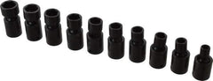 Proto - 10 Piece 3/8" Drive Standard Impact Socket Set - 6 Points, 8 to 17mm, Metric Measurement Standard - USA Tool & Supply