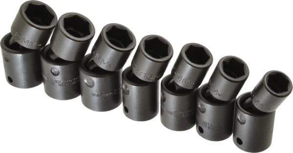 Proto - 7 Piece 1/2" Drive Standard Impact Socket Set - 6 Points, 13 to 19mm, Metric Measurement Standard - USA Tool & Supply