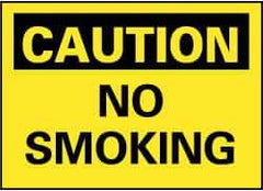 NMC - "Caution - No Smoking", 7" Long x 10" Wide, Pressure-Sensitive Vinyl Safety Sign - Rectangle, 0.004" Thick, Use for Accident Prevention - USA Tool & Supply