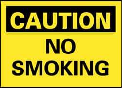 NMC - "Caution - No Smoking", 7" Long x 10" Wide, Rigid Plastic Safety Sign - Rectangle, 0.05" Thick, Use for Accident Prevention - USA Tool & Supply