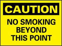 NMC - "Caution - No Smoking Beyond This Point", 7" Long x 10" Wide, Pressure-Sensitive Vinyl Safety Sign - Rectangle, 0.004" Thick, Use for Accident Prevention - USA Tool & Supply