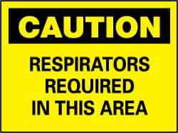 NMC - "Caution - Respirators Required in This Area", 7" Long x 10" Wide, Pressure-Sensitive Vinyl Safety Sign - Rectangle, 0.004" Thick, Use for Accident Prevention - USA Tool & Supply