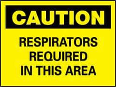 NMC - "Caution - Respirators Required in This Area", 7" Long x 10" Wide, Rigid Plastic Safety Sign - Rectangle, 0.05" Thick, Use for Accident Prevention - USA Tool & Supply