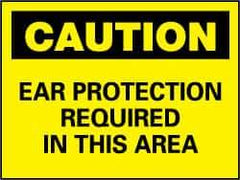 NMC - "Caution - Ear Protection Required in This Area", 10" Long x 14" Wide, Pressure-Sensitive Vinyl Safety Sign - Rectangle, 0.004" Thick, Use for Accident Prevention - USA Tool & Supply