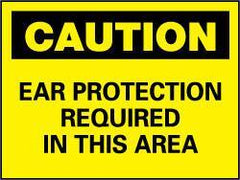 NMC - "Caution - Ear Protection Required in This Area", 10" Long x 14" Wide, Fiberglass Safety Sign - Rectangle, 0.095" Thick, Use for Accident Prevention - USA Tool & Supply