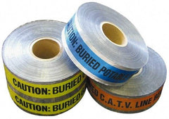 NMC - Caution: Buried Electric Line Below, Detectable Underground Tape - 1,000 Ft. Long x 3 Inch Wide Roll, Polyethylene on Aluminum, 5 mil Thick, Red - USA Tool & Supply