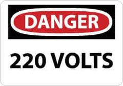 NMC - "Danger - 220 Volts", 10" Long x 14" Wide, Rigid Plastic Safety Sign - Rectangle, 0.05" Thick, Use for Accident Prevention - USA Tool & Supply