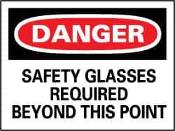 NMC - "Danger - Safety Shoes Required in This Area", 7" Long x 10" Wide, Pressure-Sensitive Vinyl Safety Sign - Rectangle, 0.004" Thick, Use for Accident Prevention - USA Tool & Supply